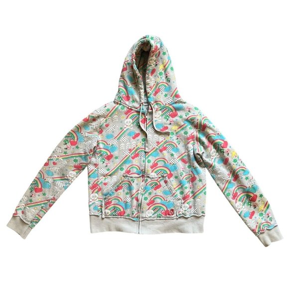 Loungefly Sweaters - Loungefly rainbow kidcore zip up hoodie size XL